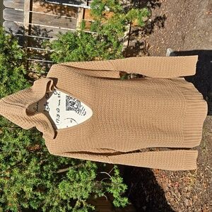 RACHEL ZOE ▪︎ Women's Tan Hooded V-Neck Sweater, Size L